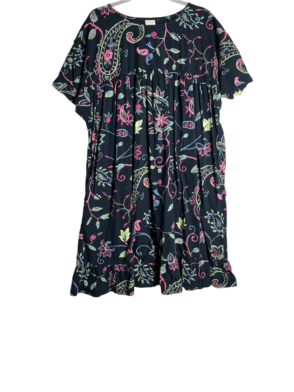 Bechamel Boho Paisley Floral Cotton Dress Size L